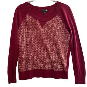 A.N.A. Burgundy & Gold Knit Pullover Sweater